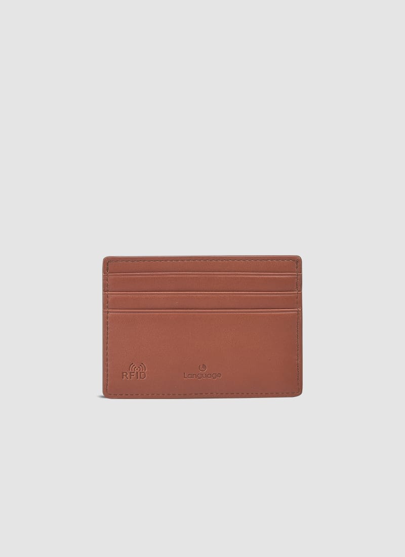 Language Shoes-Men-Matty Card Holder-Premium Leather-Tan Colour-Leather Accessories