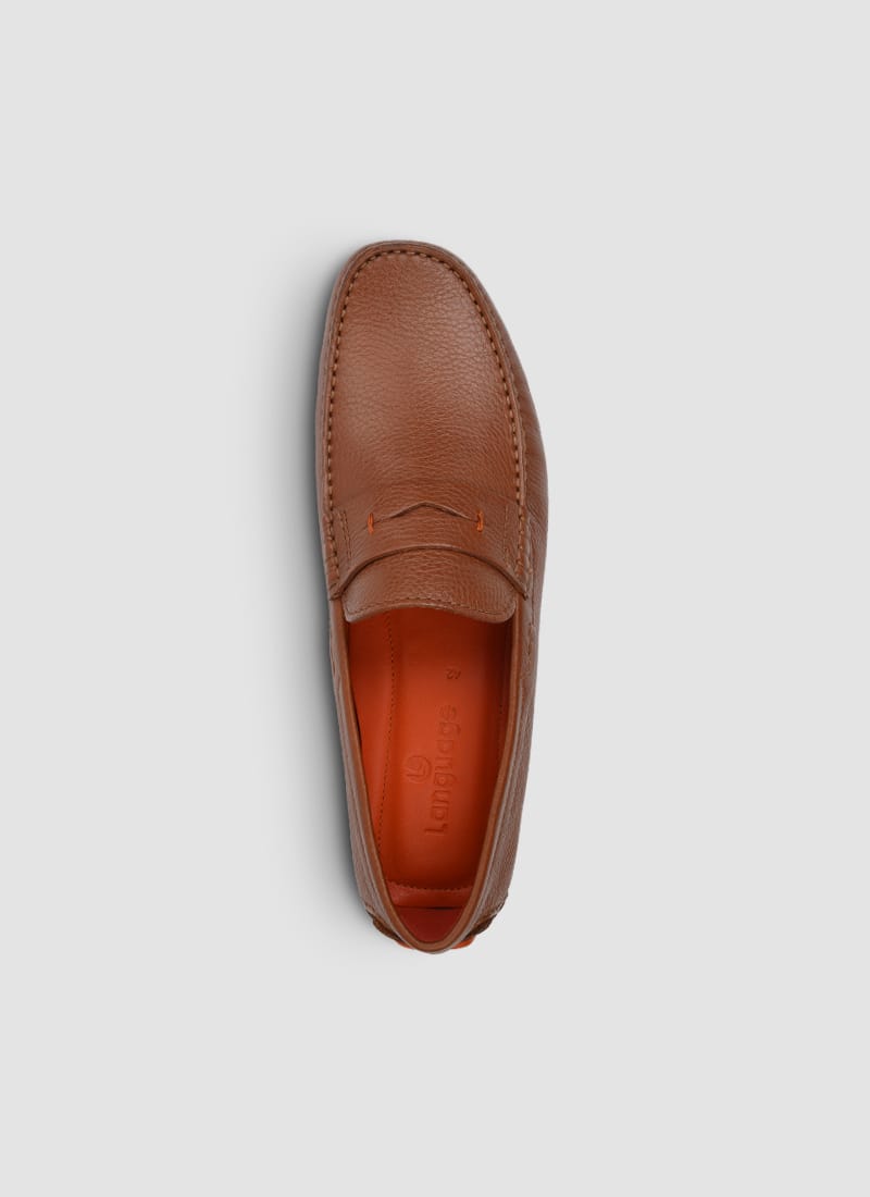 Language Shoes-Men-Ares Driver-Premium Leather-Tan Colour-Casual Shoe