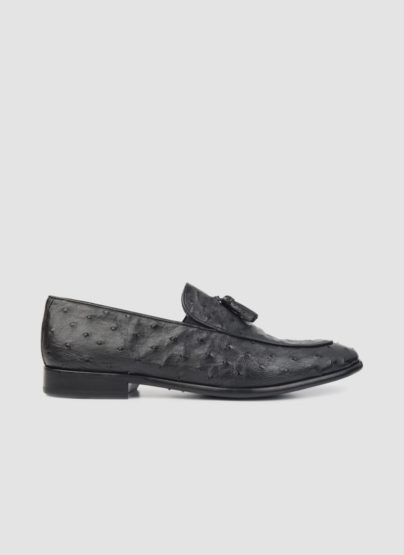 Language Shoes-Men-Crios Loafer-Ostrich Leather-Black Colour-Formal Shoe