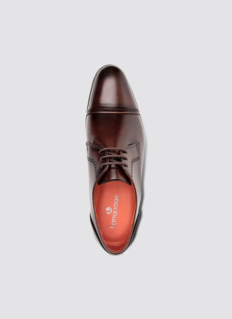 Language Shoes-Men-Dylaney Derby-Premium Leather-Brown Colour-Formal Shoe