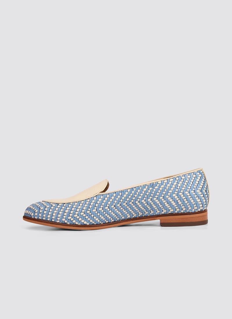 Language Shoes-Women-Maia Loafer-Premium Leather-Blue/Ecru Colour-Formal Shoe
#color_blue-ecru