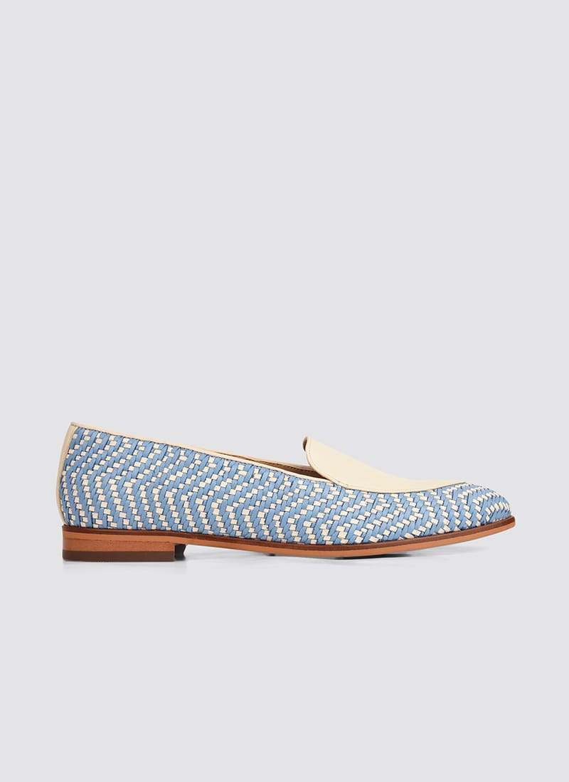 Language Shoes-Women-Maia Loafer-Premium Leather-Blue/Ecru Colour-Formal Shoe
#color_blue-ecru