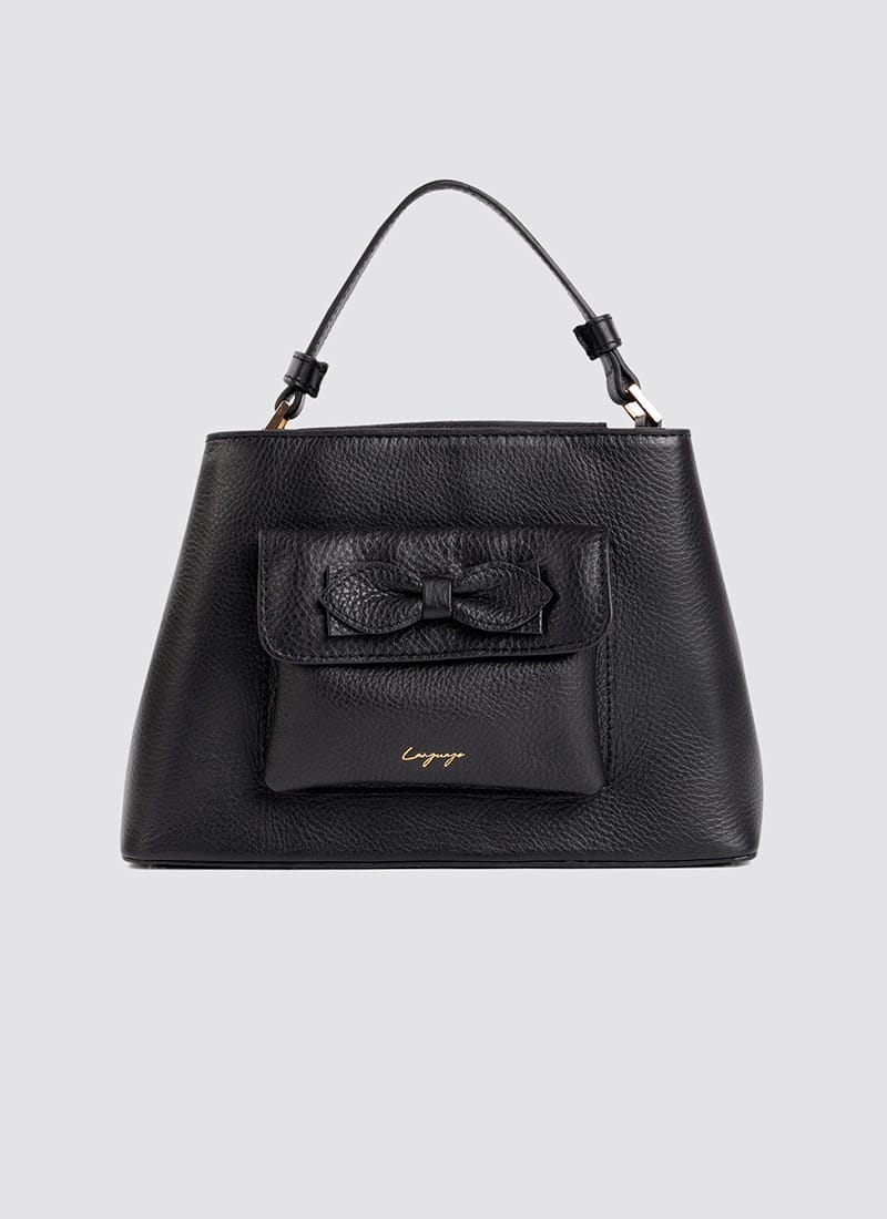 Language Shoes-Women-Flamingo Hand Bag-Premium Leather-Black Colour-Leather Accessories