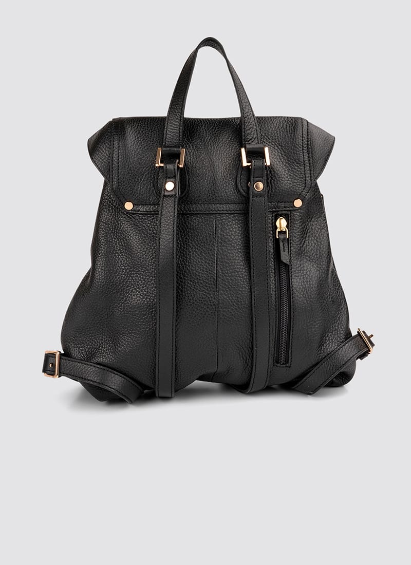 Language Shoes-Women-Oyester Backpack-Premium Leather-Black Colour-Leather Accessories