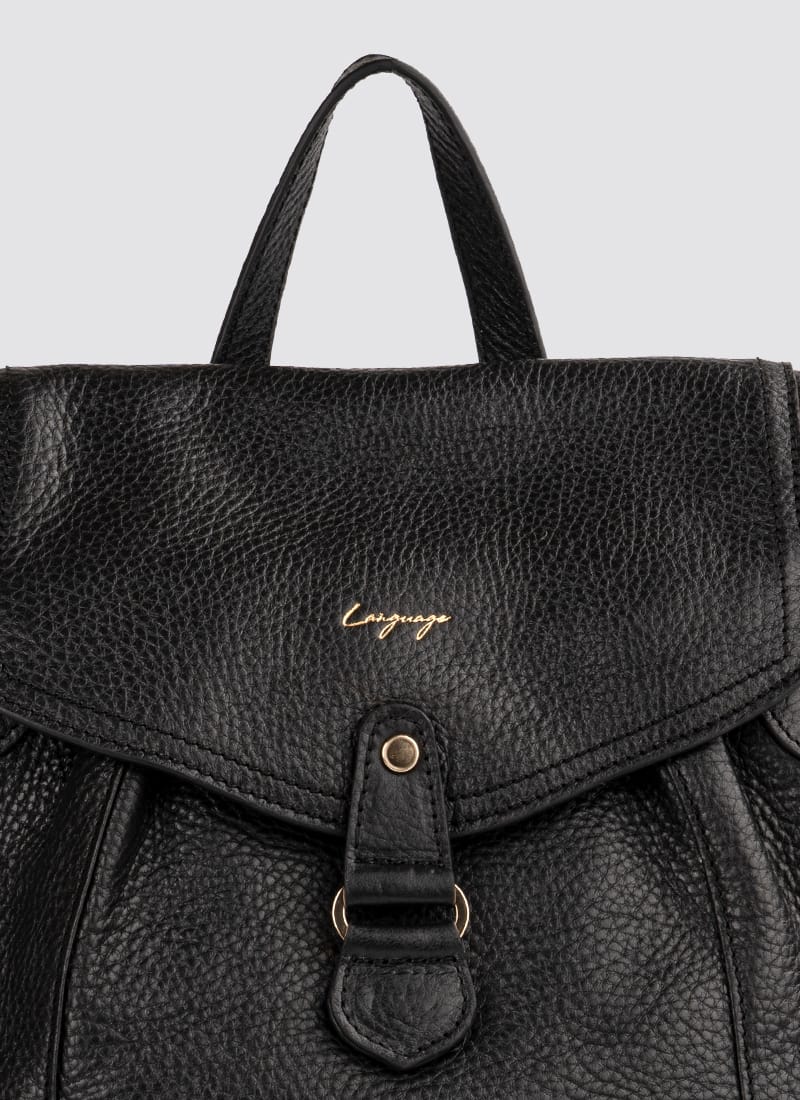 Language Shoes-Women-Oyester Backpack-Premium Leather-Black Colour-Leather Accessories