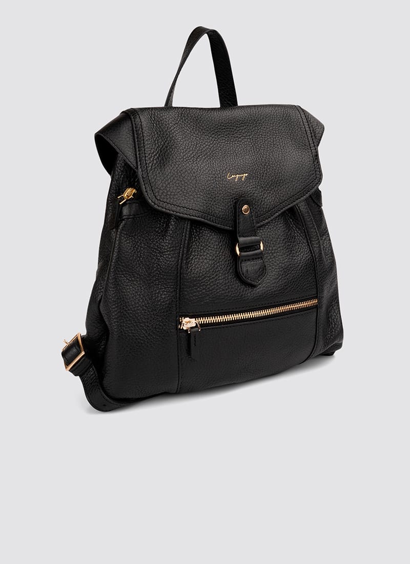 Language Shoes-Women-Oyester Backpack-Premium Leather-Black Colour-Leather Accessories