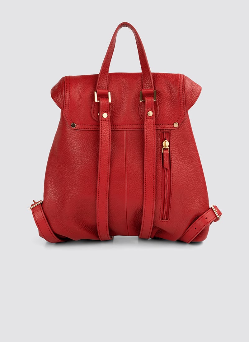 Language Shoes-Women-Oyester Backpack-Premium Leather-Red Colour-Leather Accessories