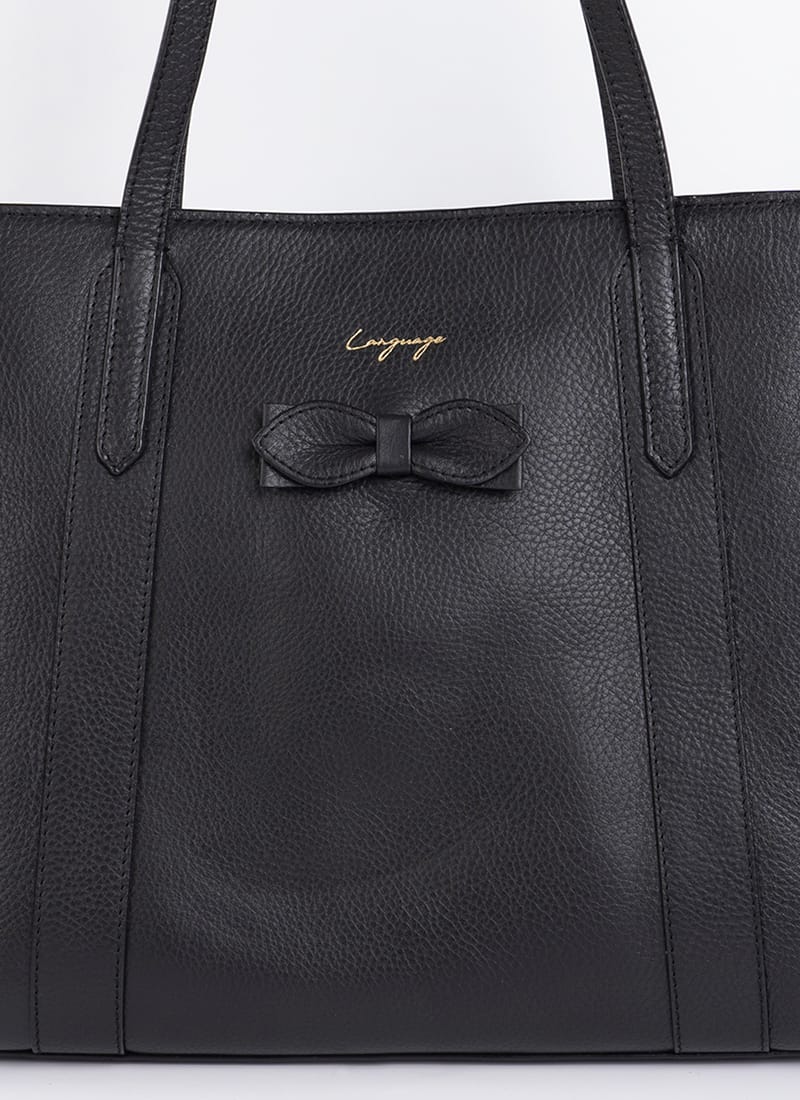 Language Shoes-Women-Amethyst Tote-Premium Leather-Black Colour-Leather Accessories
#color_black