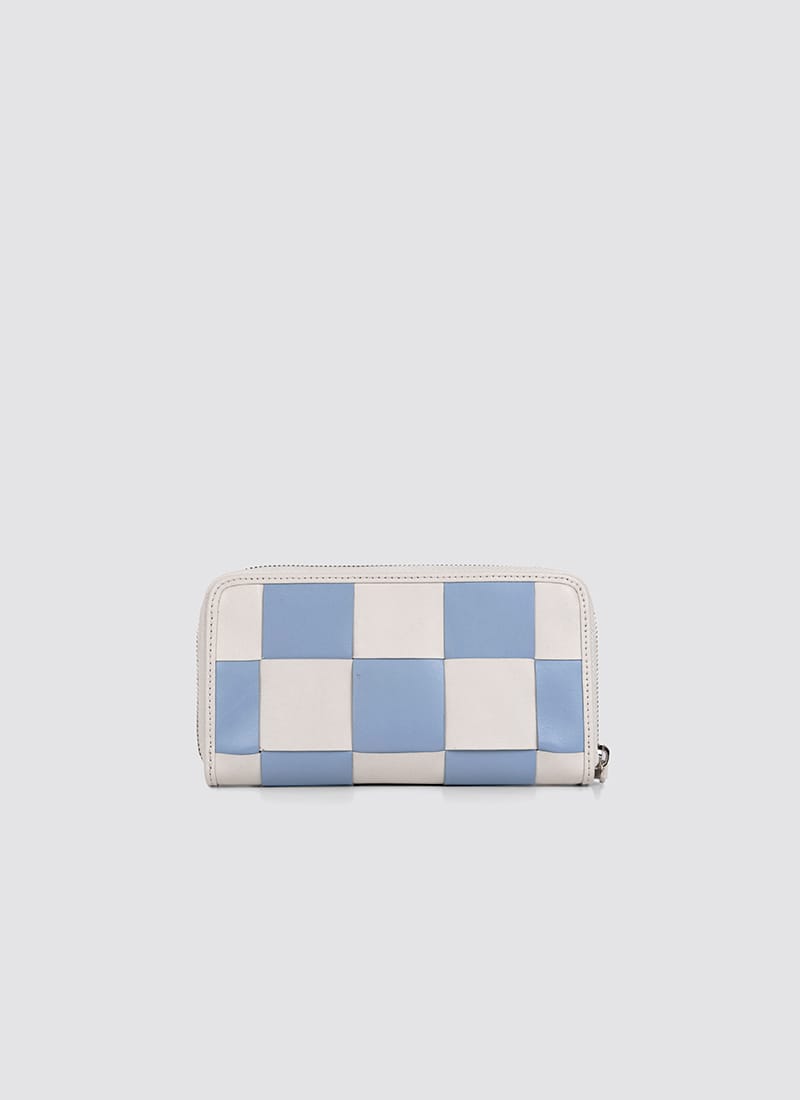 Language Shoes-Women-Coco Long Wallet-Premium Leather-Blue+Ecru Colour-Leather Accessories