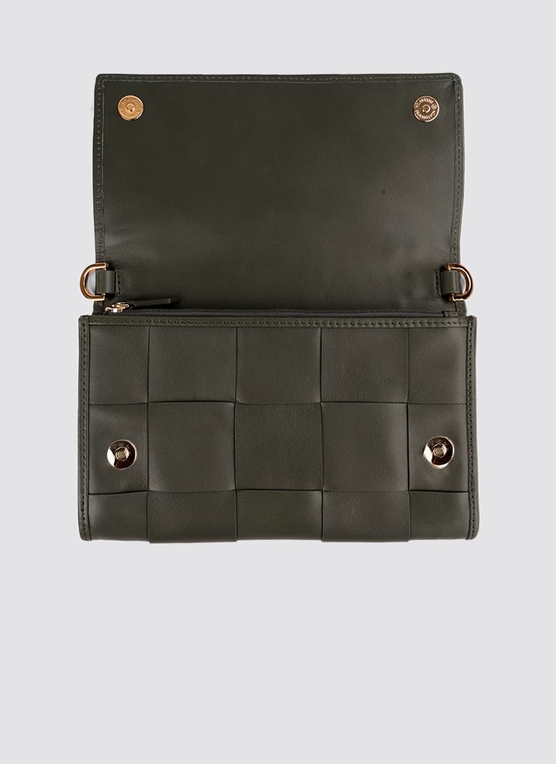 Language Shoes-Women-Sterling Wallet on Chain-Premium Leather-Sage Colour-Leather Accessories