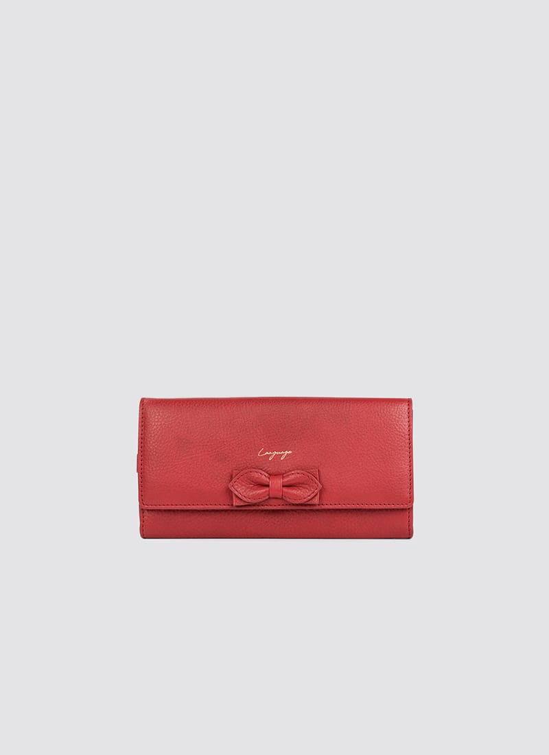 Language Shoes-Women-Onyx Long Wallet-Premium Leather-Red Colour-Leather Accessories