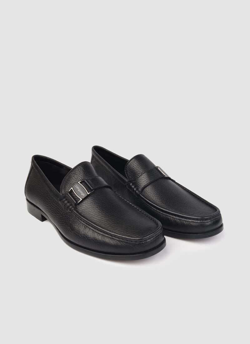 Language Shoes-Men-Eurus Moccasin-Deerskin Leather-Black Colour-Formal Shoe
