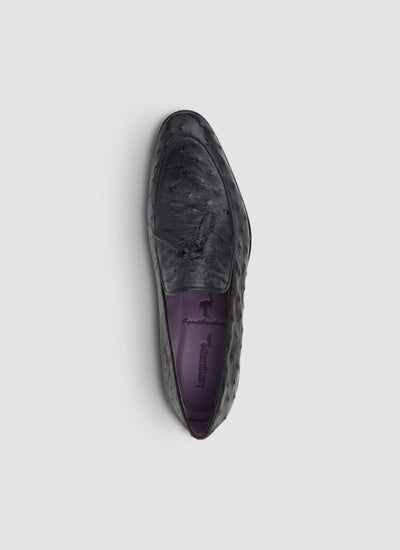 Language Shoes-Men-Crios Loafer-Ostrich Leather-Black Colour-Formal Shoe
