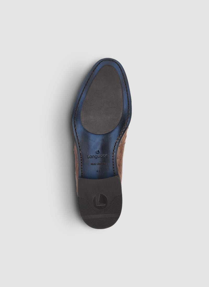 Language Shoes-Men-Crios Loafer-Ostrich Leather-Tan Colour-Formal Shoe
