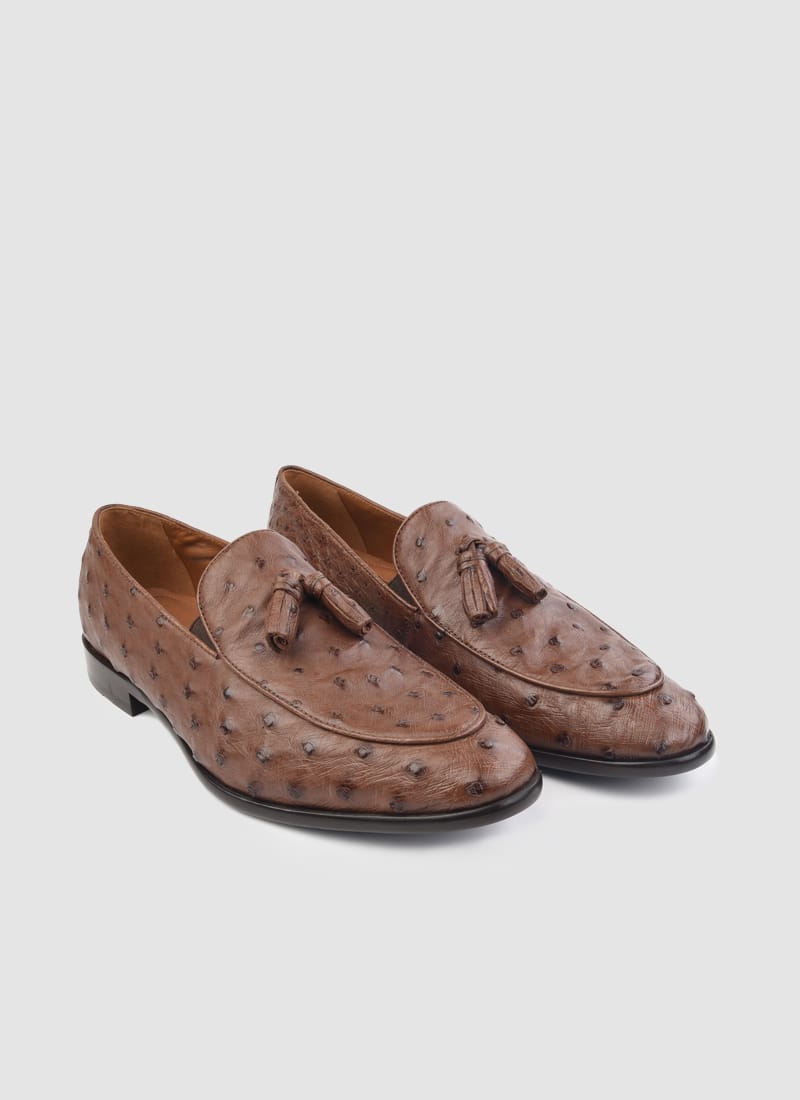 Language Shoes-Men-Crios Loafer-Ostrich Leather-Tan Colour-Formal Shoe
