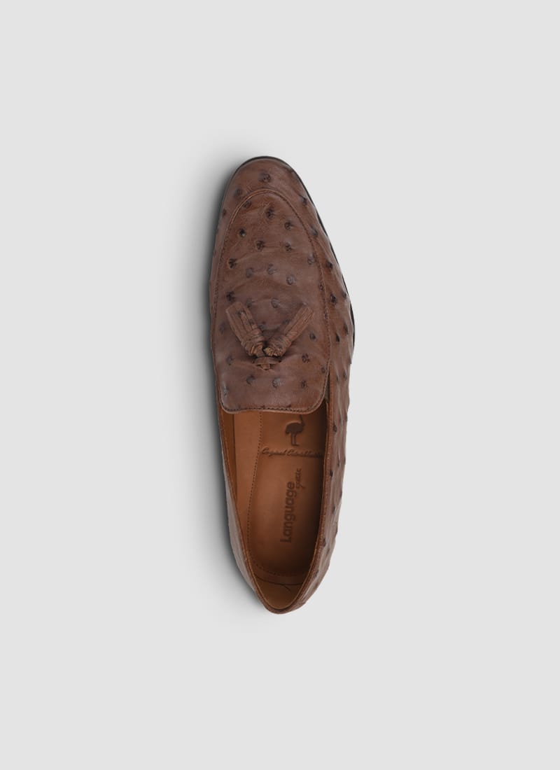 Language Shoes-Men-Crios Loafer-Ostrich Leather-Tan Colour-Formal Shoe
