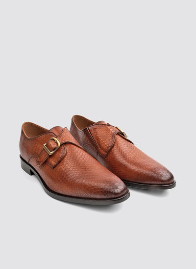 Language Shoes-Men-Smith Monk-Premium Leather-Tan Colour-Formal Shoe

