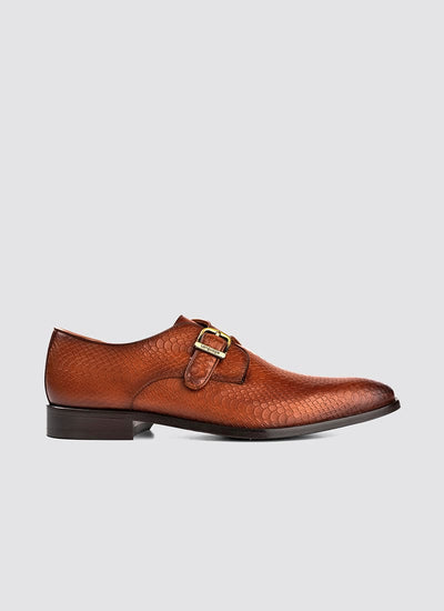 Language Shoes-Men-Smith Monk-Premium Leather-Tan Colour-Formal Shoe
