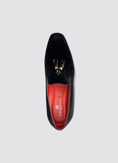 Language Shoes-Men-Colton Loafer-Fabric-Black Colour-Formal Shoe
