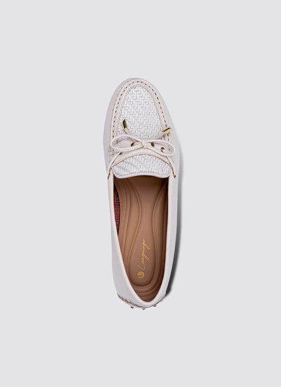 Language Shoes-Women-Artemis Moccasin-Premium Leather-Ecru Colour-Formal Shoe
