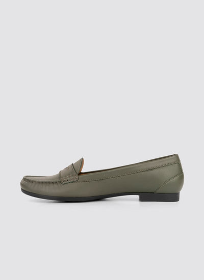 Language Shoes-Women-Selene Moccasin-Premium Leather-Sage Colour-Formal Shoe
