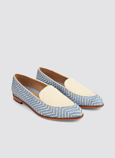 Language Shoes-Women-Maia Loafer-Premium Leather-Blue/Ecru Colour-Formal Shoe
