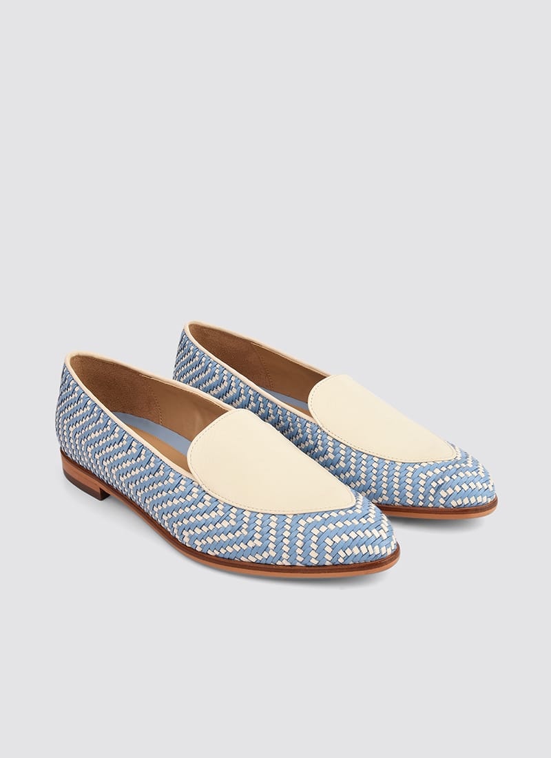 Language Shoes-Women-Maia Loafer-Premium Leather-Blue/Ecru Colour-Formal Shoe
#color_blue-ecru