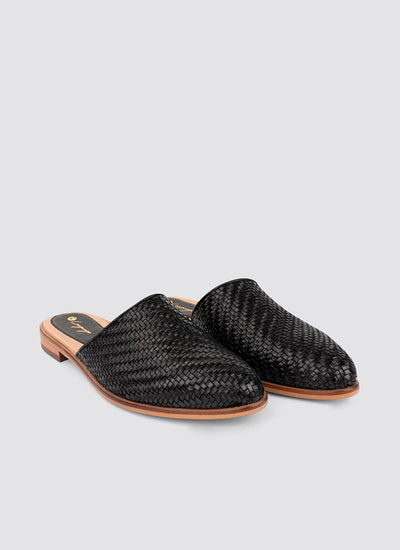 Language Shoes-Women-Eos Mule-Premium Leather-Black Colour-Sandal
