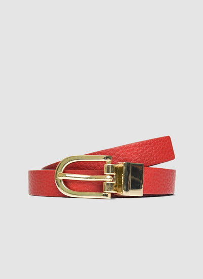 Language Shoes-Women-Eliza Belt-Premium Leather-Red/Black Colour-Belt
