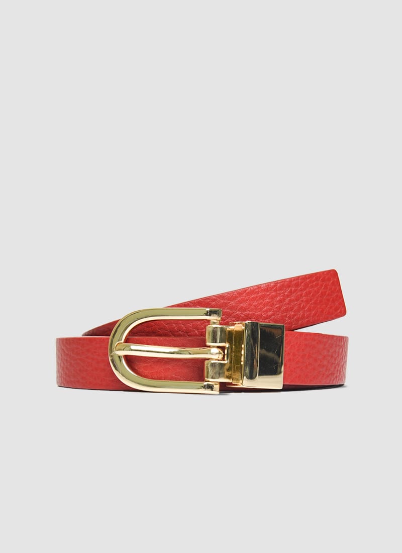 Language Shoes-Women-Eliza Belt-Premium Leather-Red/Black Colour-Belt
