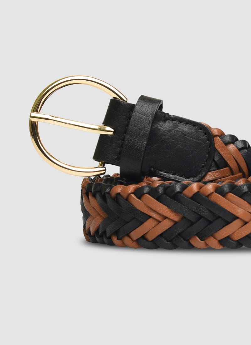 Language Shoes-Women-Della Belt-Premium Leather-Black/Tan Colour-Belt
