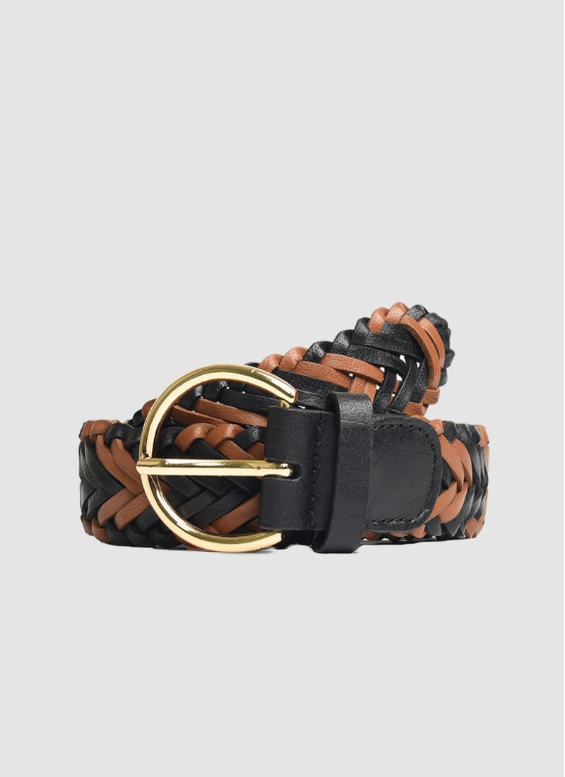 Language Shoes-Women-Della Belt-Premium Leather-Black/Tan Colour-Belt
