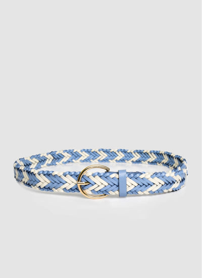 Language Shoes-Women-Della Belt-Premium Leather-Ecru/Blue Colour-Belt
