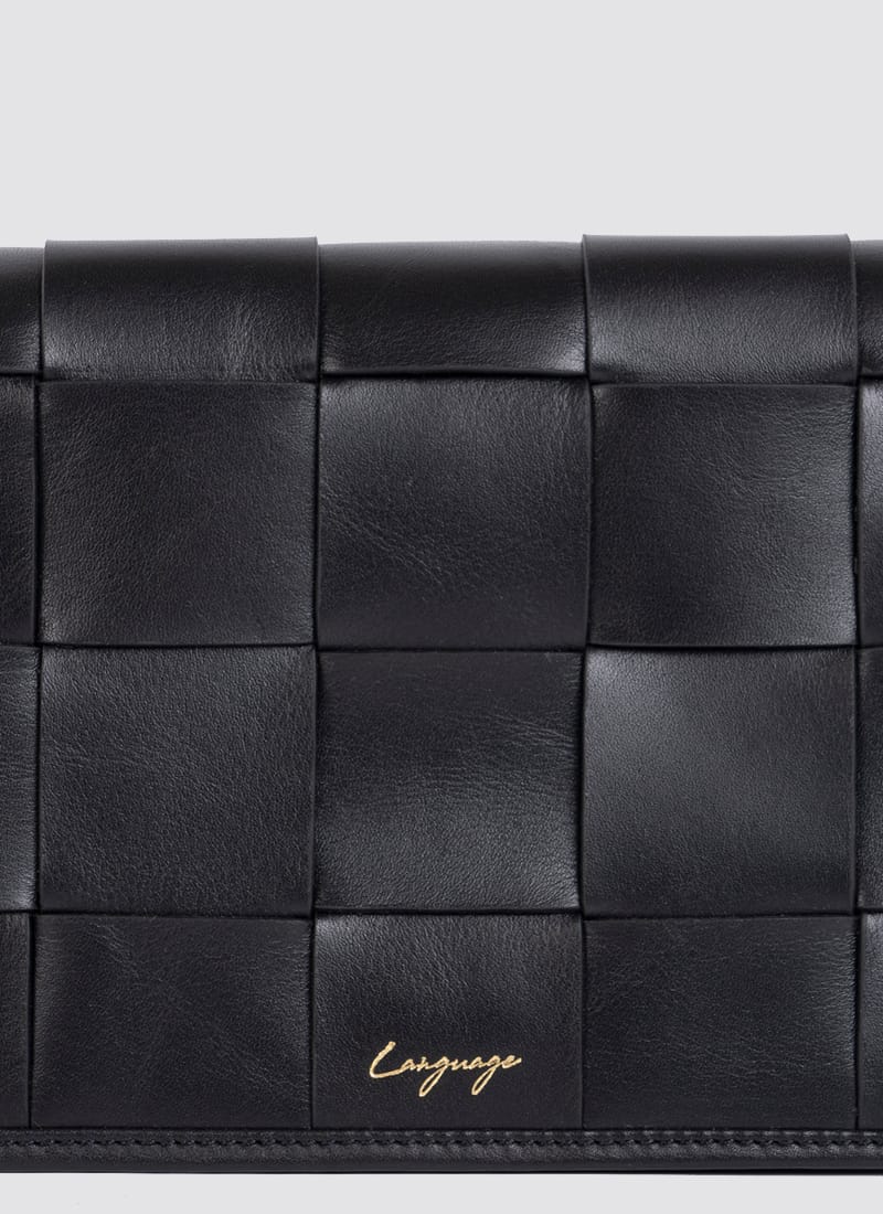 Language Shoes-Women-Mosaic Cross Body-Premium Leather-Black Colour-Leather Accessories
