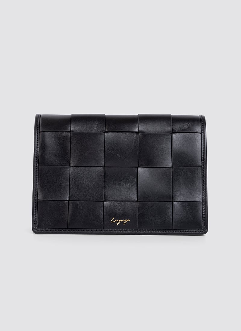 Language Shoes-Women-Mosaic Cross Body-Premium Leather-Black Colour-Leather Accessories

