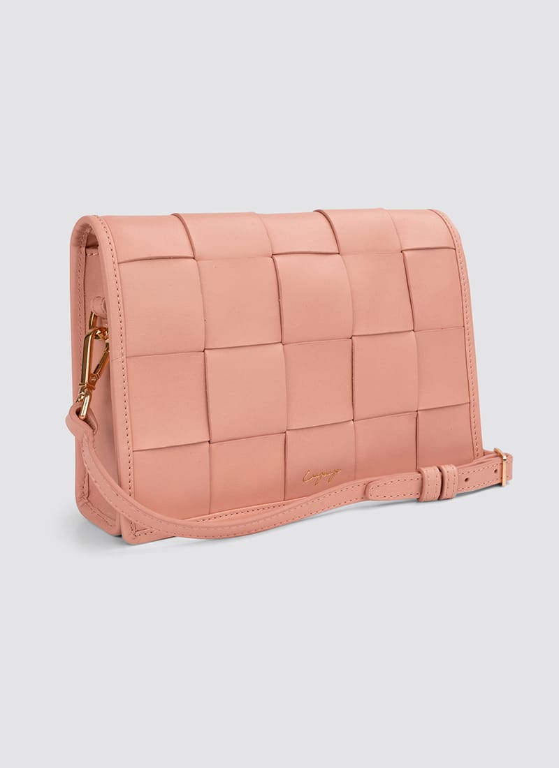 Language Shoes-Women-Mosaic Cross Body-Premium Leather-Pink Colour-Leather Accessories
