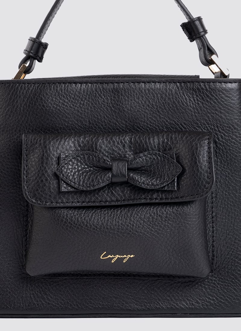 Language Shoes-Women-Flamingo Hand Bag-Premium Leather-Black Colour-Leather Accessories
