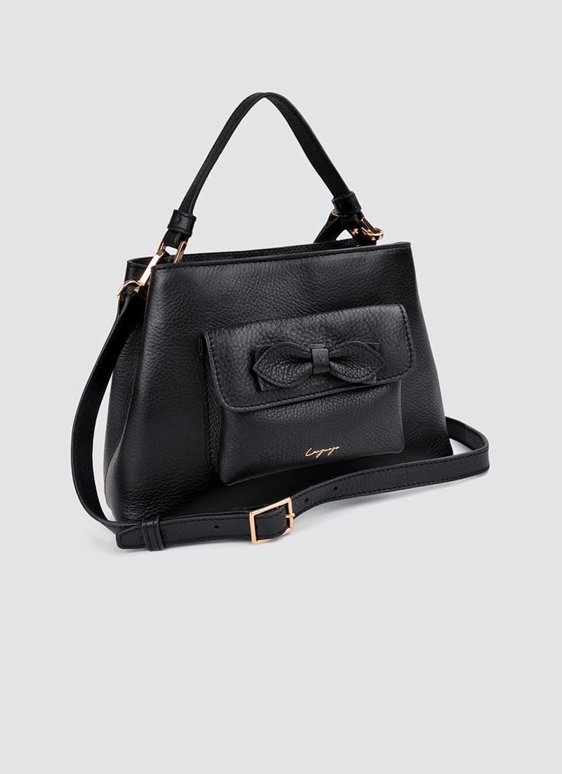 Language Shoes-Women-Flamingo Hand Bag-Premium Leather-Black Colour-Leather Accessories
