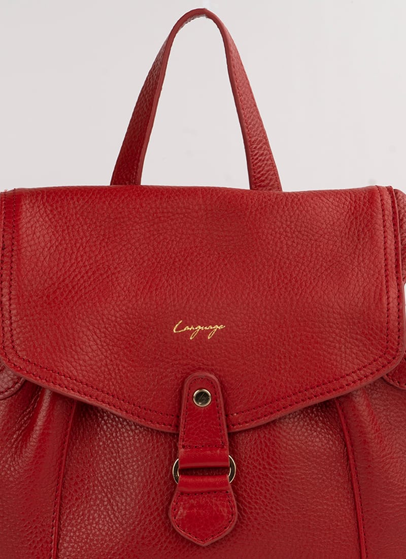 Language Shoes-Women-Oyester Backpack-Premium Leather-Red Colour-Leather Accessories
