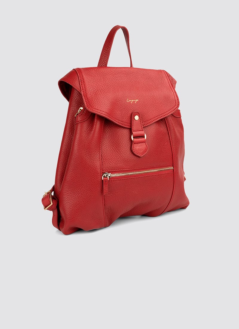 Language Shoes-Women-Oyester Backpack-Premium Leather-Red Colour-Leather Accessories
