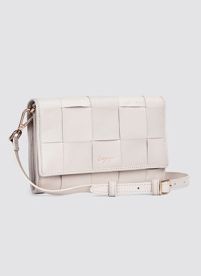 Language Shoes-Women-Sterling Wallet on Chain-Premium Leather-Ecru Colour-Leather Accessories
