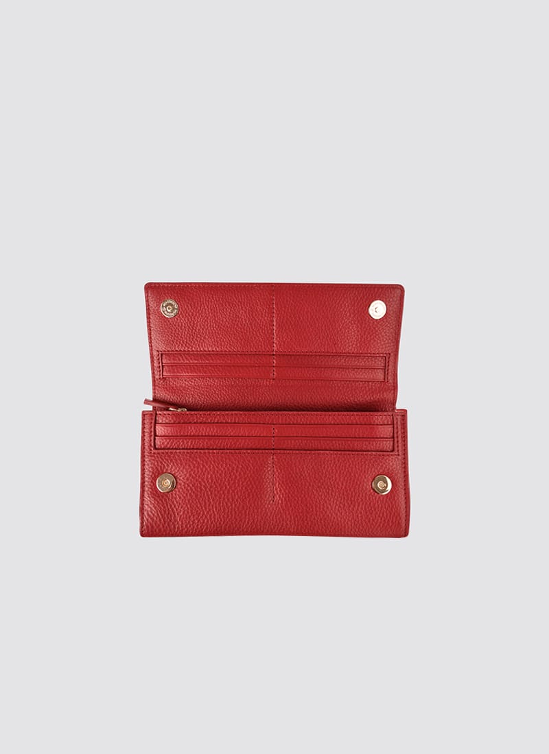 Language Shoes-Women-Onyx Long Wallet-Premium Leather-Red Colour-Leather Accessories
