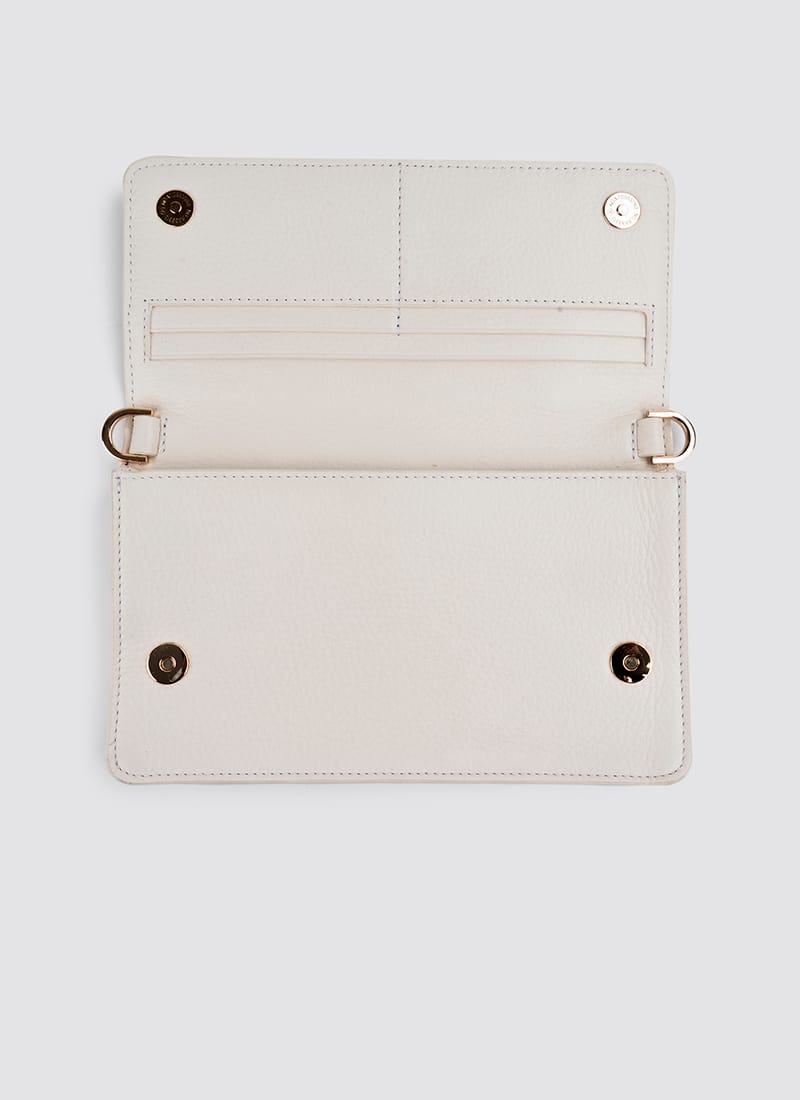 Language Shoes-Women-Carol Wallet on Chain-Premium Leather-Ecru Colour-Leather Accessories
