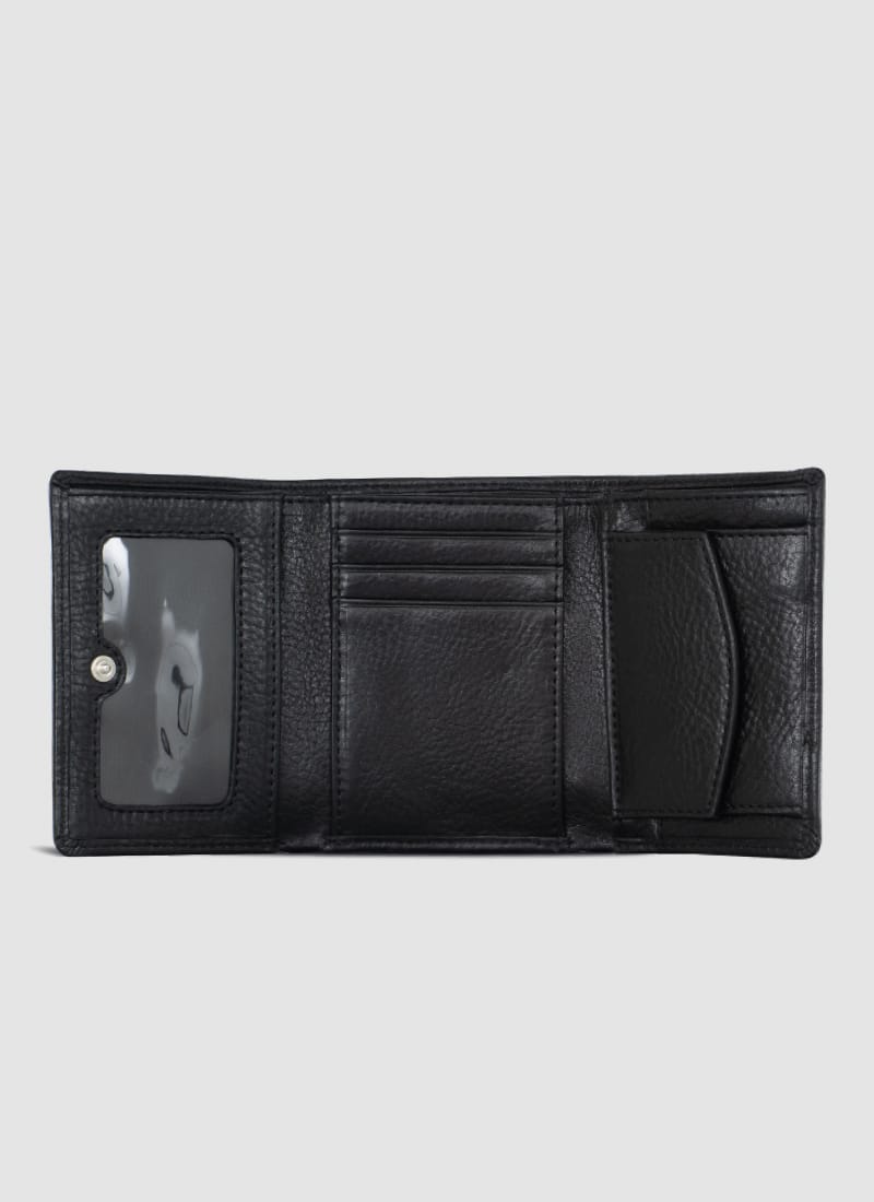 Language Shoes-Men-Henry Coin Trifold Wallet-Premium Leather-Black Colour-Leather Accessories
