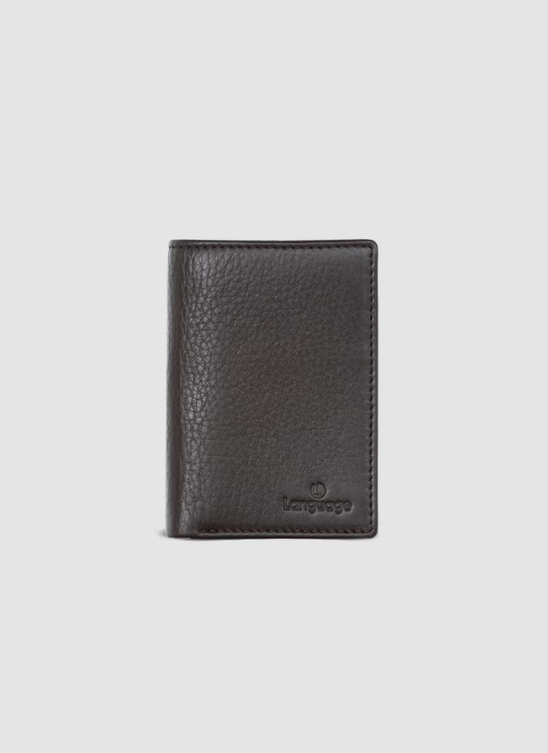 Language Shoes-Men-Woods Milled Trifold Wallet-Premium Leather-Brown Colour-Leather Accessories
